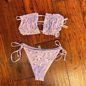Zaful Purple Flower Bathing Suit Bikini Set Size Medium